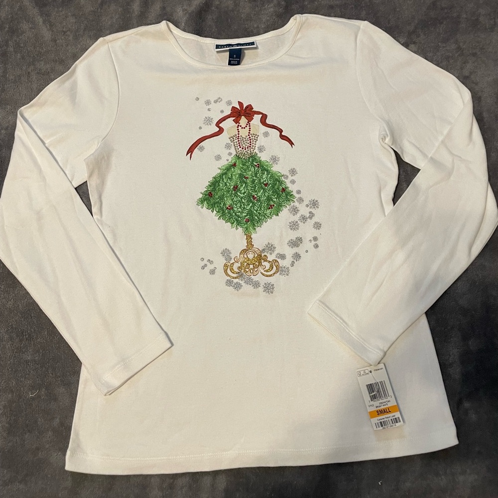 Karen Scott Long Sleeve Christmas top Size Smalll